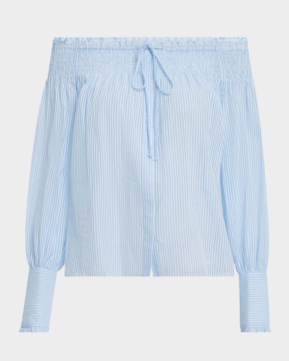 Robin Striped Off-Shoulder Boxy Blous